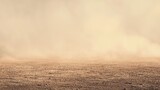 Dusty Desert Landscape Dry Sandy Ground with Windblown Haze and Atmospheric Perspective