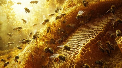 Sticker - Golden Hive: A Symphony of Bees