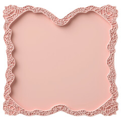 Wall Mural - Square pink lace border frame with blank center on a transparent background clipart