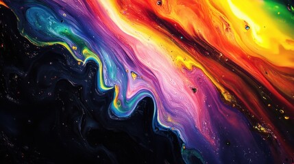 Wall Mural - abstract cosmic swirl: vibrant hues of a fluid universe