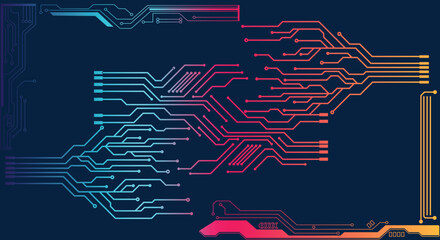 Poster - Computer motherboard vector background with circuit board electronic elements. Futuristic circuit board. Vector art