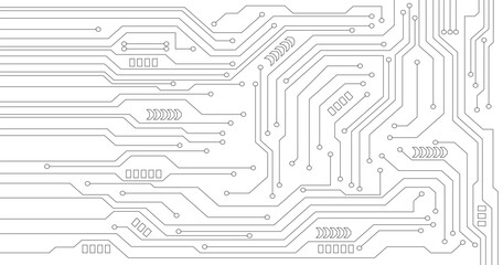Poster - Circuit board technology background with hi-tech digital data connection system and computer electronic design.