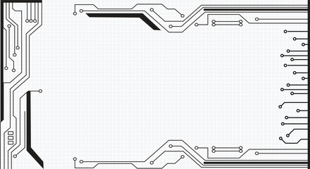 Poster - Circuit board technology background with hi-tech digital data connection system and computer electronic design.