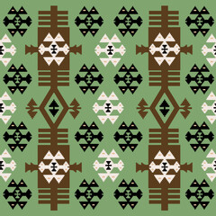 Green background with national motifs, ethnic seamless pattern.eps