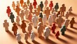 © KenPix - colorful wooden figurines, crowd of people, diverse group, community concept, warm lighting, soft shadows, depth of field, shallow focus, organized arrangement, multiple colors, standing together, uni