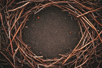 Sticker - Twigs Arranged in a Circular Frame on Soil