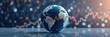 © Chalermrach - Glowing polygonal globe on blurry starry sky background with candlestick forex graph earth trade stock technology and digital world concept 3d rendering, digital world, earth