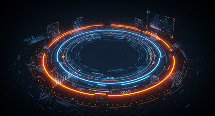 Poster - abstract tech background with circuit interface lines and holographic elements . generative ai