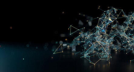 Poster - abstract tech background with lines and holographic elements . Generative AI
