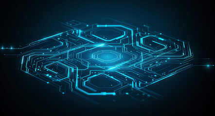 Poster - abstract tech background with lines and holographic elements . Generative AI