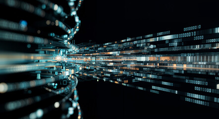 Poster - abstract tech background with computer and holographic elements . Generative AI