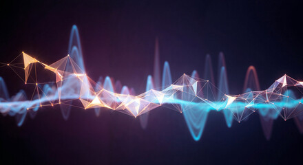 Poster - abstract technological background with elements of sound waves and spectrum . Generative AI