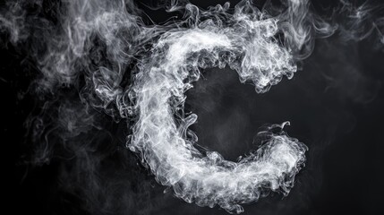 Poster - Ghostly smoke forming the letter C on a dark background creating a mysterious and festive atmosphere for creative projects.