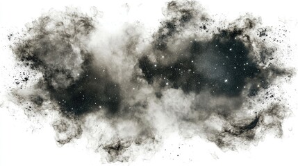 Poster - Interstellar Dark Cloud with Stars and Nebulae Isolated on White Background for Cosmic and Astronomical Imagery Use
