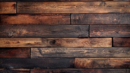 Textured wooden plank background featuring aged hardwood flooring in rich brown tones suitable for interior design and decor concepts.