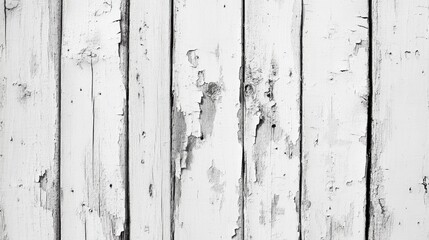 Wall Mural - Weathered white wood panels with peeling paint texture for rustic or vintage design backgrounds