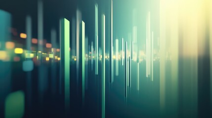 Poster - A D bar graph representing financial growth, featuring bars in green and blue tones, with a soft-focus background that emphasizes the data.