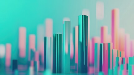 Poster - A D bar graph representing financial growth, featuring bars in green and blue tones, with a soft-focus background that emphasizes the data.