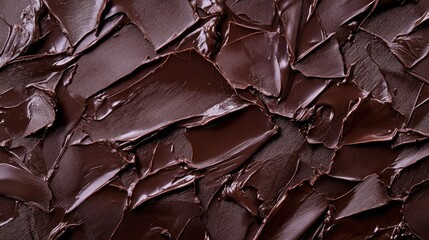 Dark chocolate veneer texture showcasing high-quality sheen and rich color ideal for design and culinary backgrounds