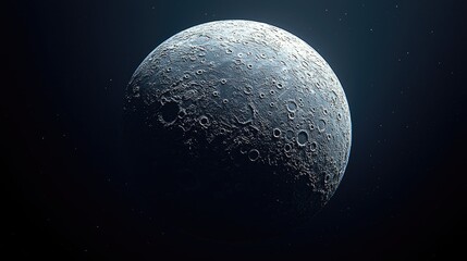 Wall Mural - close-up view of a textured celestial body in dark space