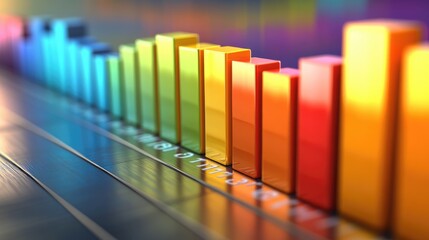 Poster - A colorful D bar chart showing monthly sales figures, with each bar standing at different heights, cast against a subtle gradient backdrop for contrast.