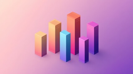 Poster - A colorful D bar chart showing monthly sales figures, with each bar standing at different heights, cast against a subtle gradient backdrop for contrast.