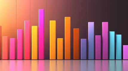 Poster - A colorful bar chart representing stock performance over time, with various heights and vibrant colors, set against a clean, professional backdrop.