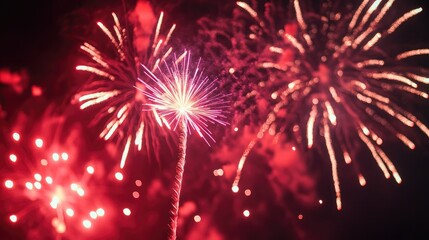 Aufkleber - Colorful Fireworks Exploding in Night Sky Celebrating National Holiday and Festivities