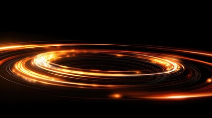 Wall Mural - illuminated circular lines in motion creating an abstract dark background representing digital techn