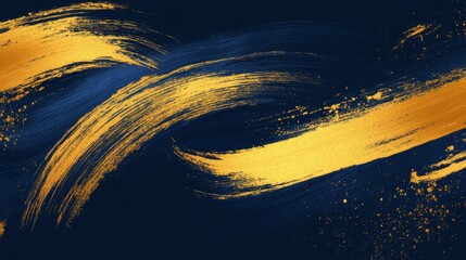 Poster - Dynamic gold brush strokes on dark background abstract art graphic design contemporary style visual impact