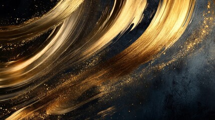 Poster - Dynamic golden swirls abstract artwork digital creation modern aesthetic artistic expression close-up view visual impact