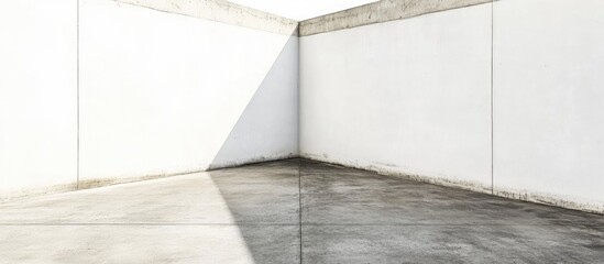 Aufkleber - Minimalist corner of a white wall and floor showcasing ample negative space for text or design elements in a clean aesthetic setting.