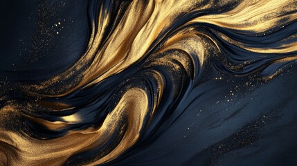 Poster - Dynamic golden swirls abstract art digital artwork modern aesthetics close-up view vibrant textures for visual impact