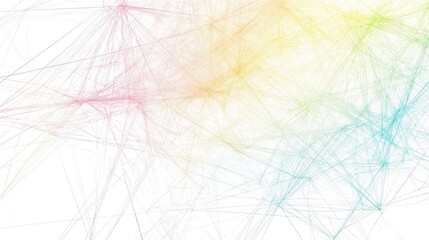 Poster - A graphic representation of intersecting lines forming a complex web pattern, rendered in soft pastels against a white backdrop, evoking creativity and modernity.