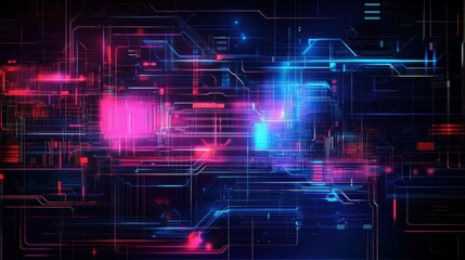 Poster - Dynamic digital circuit action virtual space graphic visualization high-tech environment futuristic viewpoint