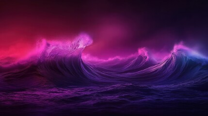 Poster - Dramatic ocean waves at dusk coastal landscape digital art vibrant colors serene environment fantasy concept