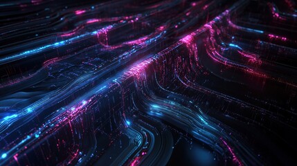 Poster - Exploring digital waves abstract technology visualization virtual space graphic design futuristic close-up view