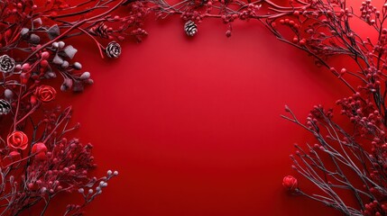 Poster - Floral arrangement displaying red flowers and berries studio setting artwork close-up seasonal decor