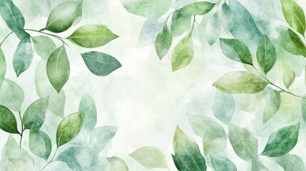 Poster - Nature's tranquility leaves in a gentle watercolor background natural art calm environment aesthetic perspective