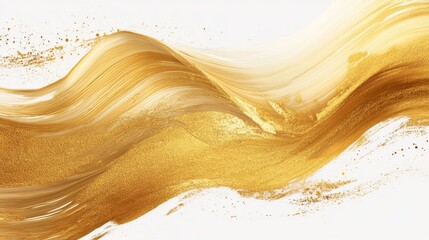 Poster - Dynamic golden waves abstract art digital creation modern environment inspirational viewpoint