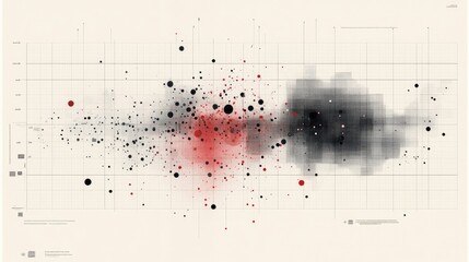 Poster - A scatter plot chart analyzing stock correlations, with data points spread across a grid, emphasizing relationships between different stocks.