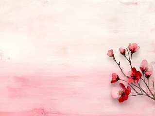 Poster - Pastel gradient background with a soft pink to cream color fade featuring delicate floral elements and subtle textural details in a contemporary