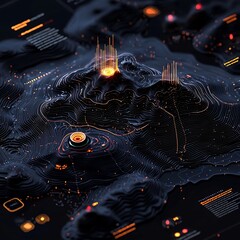 Poster - Hypnotic Fluid Rainfall Visualization Showcasing Dynamic Topographic Weather Data with Surreal Organic Terrain Patterns  Mesmerizing digital art with a dreamlike ambiance