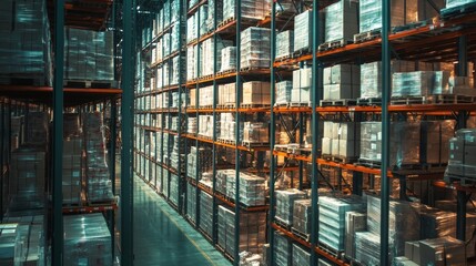 Aufkleber - inventory management action in modern warehouse business environment indoor viewpoint logistics conc
