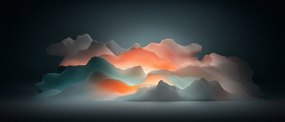 Poster - Captivating Hypnotic Fluid Landscape Visualization Showcasing Dynamic Topographic Weather Data with a Painterly Impressionistic Style