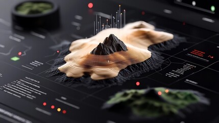 Poster - Captivating fluid topographic rainfall pattern map with undulating layers of color coded precipitation data