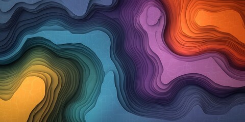 Poster - captivating fluid rainfall map featuring complex topographic contours and a vivid color spectrum gen