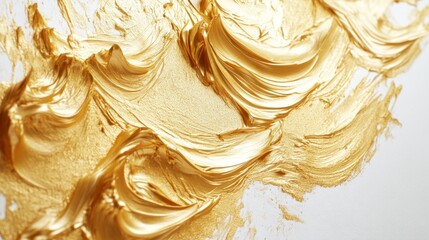 Poster - Artistic golden paint swirl studio abstract art bright environment close-up view creative expression