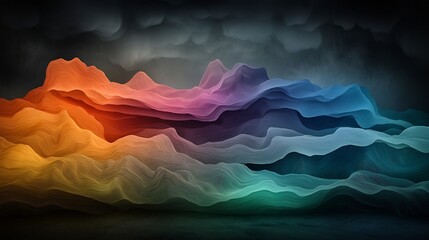 Poster - Enchanting fluid topographic rainfall pattern data visualization with shimmering cascades of vivid color gradients intricate algorithmic data mapping and elegant data visualization technique