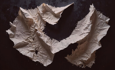 Poster - Piece of paper is folded into a shape. It is white and has a hole in the middle